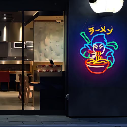 Image of Ramen Neon Sign Ninja Ramen Neon Sign for Wall Decor Japanese Food USB Dimmable LED Neon Lights for Beer Bar Kitchen Restaurant Home Pub Party Man Cave Club Shops Hotel Store Business Gift