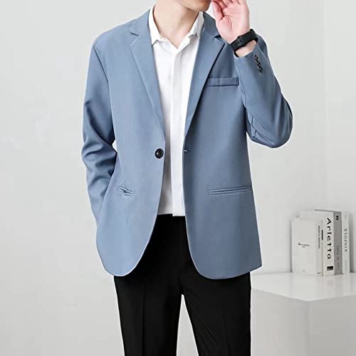 Dawwoti Casaco esportivo masculino casual, jaqueta de um botão, jaqueta blazer masculina, Lago azul,
