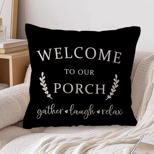Uloveloveyourselfporchdecorthrowpillowcovers18x182packcountryfarmhousepillowcaseswelcometoourporchstayawhilefrontporchbenchdecorcushioncoversblack  Urban Country Home Decor Ulove love yourself porch decor throw pillow covers 18x182pack country farmhouse pillowcases welcome to our porch stay awhile front porch bench decor cushion covers black  urban country home decor