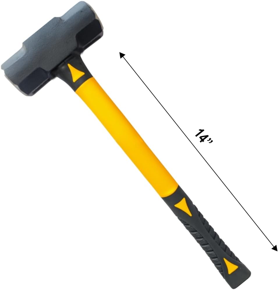 Sledge Hammer 4 LB with 14 Inch Fiberglass Handle Length Powder Coated with Polished face Heavy Duty Metalworking Tools for Automotive, Industrial, and Construction E-2257