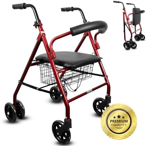 OrtoPrime Rollator 4 Wheel Folding Walker with Loading Brakes - O...