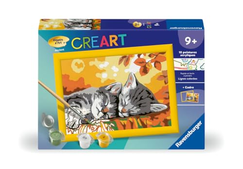 Ravensburger - CreArt Kids 13x18 cm - Numéro d'art - Deux Chatons couchés - Kit de Peinture par numéros - Dès 9 Ans - 25728