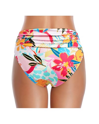 Image of Tempt Me Women's High Waisted Bikini Bottom Tummy Control Ruched Bathing Suit Swim Bottom