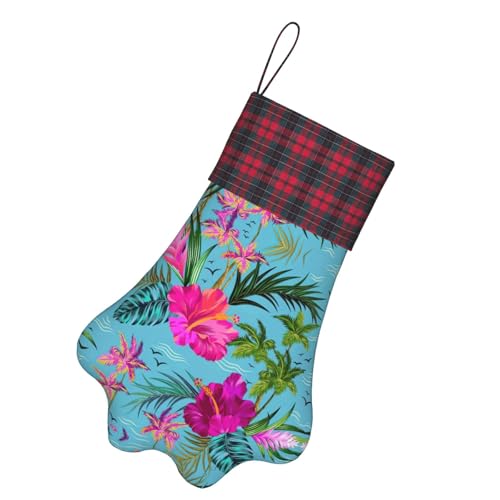JBJGKHLP 'Hello Hawaii Print Xmas Dog Paw Pet Stocking Świąteczne skarpety świąteczne na imprezę cukierki torba na prezent