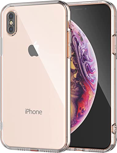 Image of NISHTECH for iPhone X /iPhone Xs Premium Transparent Hybrid Soft Slim Dust Proof Back Case Cover Silicone with Camera Protection