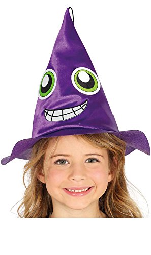 Guirca Chapéu de bruxa roxo com rosto infantil