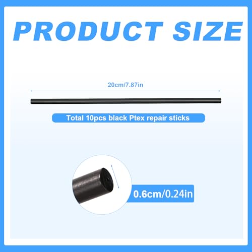 lasuroa 10pcs Ptex Ski Repair Kit, 6mm Ptex Repair Sticks Snowboard Repair Kit Snowboard Base Repair Ptex Snowboard Repair Ski Wax Snowboard Tuning Equipment for Protecting Ski and Snowboard(Black)