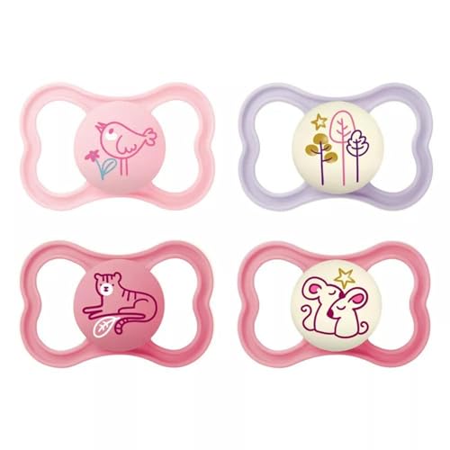 Image of MAM Air Night & Day Baby Pacifier, for Sensitive Skin, Glows in The Dark, 6-16 Months, Girl, 4 Count