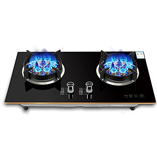 Gas Hob 72Cm Kitchen Gas Cooktop,Built-In Gas Stoves,2-Zonegas Hob Explosion-Proof Black Crystal Glass Panel (C NG) (D NG)