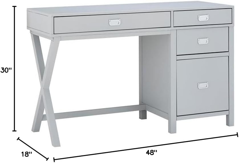 BOWERY HILL Wood Gray Desk Rectangular 48" x 18" Unassembled