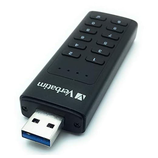 VERBATIM 49429 Keypad Secure USB-minne I USB 3.2 Gen 1 I 128 GB I Minnessticka med lösenkodsskydd och kryptering I inkl. USB-A förlängningskabel I USB-3 för bärbar dator bärbar dator & Co I svart