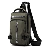Hebetag Mochila tiracolo de couro para homens e mulheres, viagens, acampamento ao ar livre, nº 29 Verde (nylon), 18cm(W)x10cm(D)x30cm(H)(7.08'x3.93'x11.81'), Durável, vintage