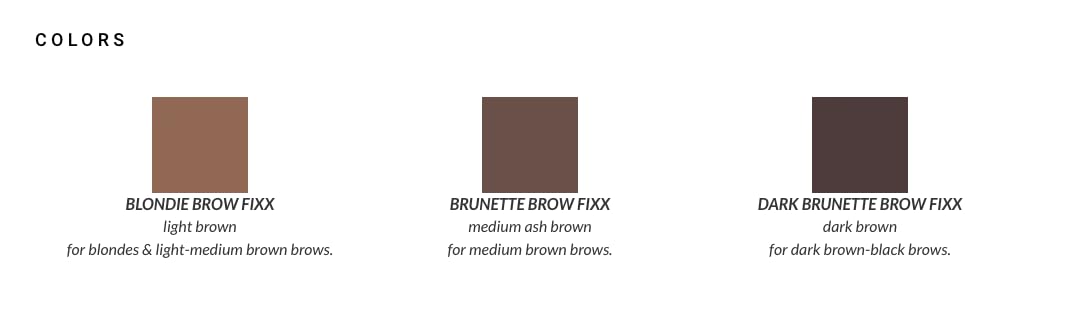 elke BROW FIXX (Blondie) applicator, fibers, long lasting water resistant hold colored brow gel
