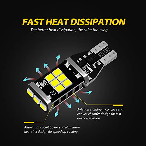 Auxlight 921 912 906 904 T15 W16W 921A Error Free Back Up Reverse 3Rd Brake Center High Mount Stop Light Bulbs, Super Bright High Power 6000K Xenon White Replacement For Cars, Trucks, Rvs (Pack Of 2) #TOP5