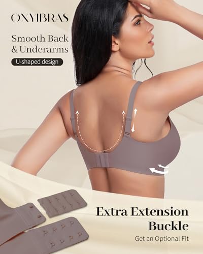 Image of Smooth V Jelly Bras for Women No Underwire Seamless Plunge Bralettes T Shirt Sleep Everyday Bra with Bra Extender