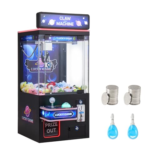VEVOR Greifautomat Spielautomat mittelgroßer Arcade-Spielautomat mit Licht & Ton verstellbaren Stahlkrallen Gewinnautomat Greifer Verkaufsspielzeug für kommerzielles Heimkino Schwarz-Lila