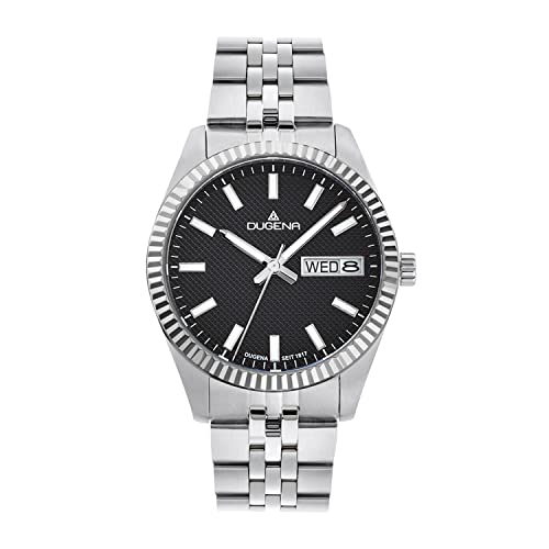 Dugena Vento 4461068 Reloj de cuarzo para hombre, esfera negra, acero inoxidable, cristal de zafiro, cierre desplegable, 10 bar