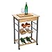 Organize It All Rolling Kitchen Wine Rack Serving Cart, 30 in. high x 14.5 in. Wide x 22.5 in. Long, Tan, White, Black, Silver