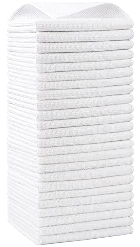 Aidea Microfiber Cleaning Cloths White-24Pk, Strong Water Absorption, Lint-Free, Scratch-Free, Streak-Free, Dish Towels White (11.5In.x 11.5In.) #TOP19