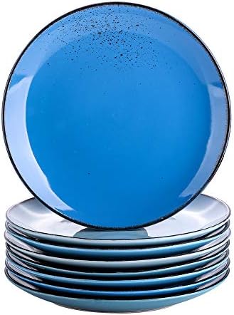 vancasso Navia Oceano Dinner Plate Set of 4, Stoneware Vintage Look Light Blue Dinnerware Tableware, 10.5 inch Snack/Salad/Fruit/Side Plate. (27 * 27 * 2.5cm)
