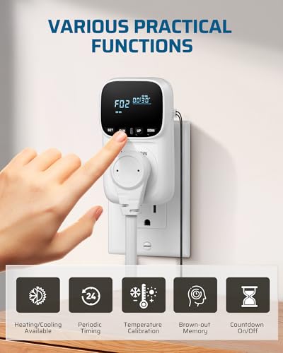 Dewenwils HTCS02A Digital Temperature Controller, Heavy Duty 15A/1800W Thermostat Outlet Plug thumb #2