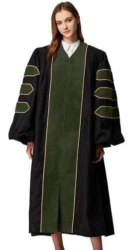 Image of MyGradDay Unisex Deluxe Graduation Doctorate Robe with Gold Piping Available for Customization