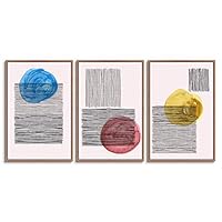 3 Piece Framed Canvas Wall Art Moon Picture Geometric Canvas Prints Home Artwork Decoration for Living Room,Bedroom - 16