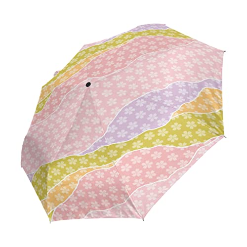 Parapluie pliable coupe-vent avec protection UV et ouverture automatique rose