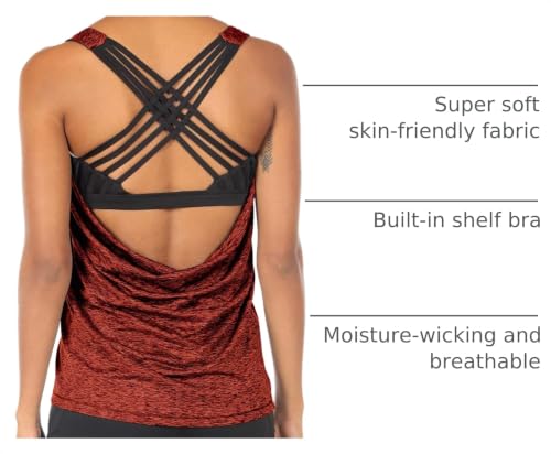 Image of icyzone Women's Open Back Workout Athletic Yoga Tank Tops with Built in Bra