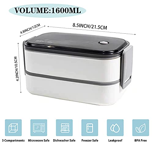 Setoragely Bento Box For Adults/Kids,All-In-One Stackable Bento Lunch Box,Ncludes 2 Stackable Containers,1600Ml-Microwave thumb #1