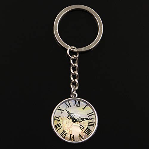 Preisvergleich Produktbild KANGDE Schlüsselbund Taschenuhren Glas Cabochon Autozubehör Schlüsselbund Kette Für Unisex