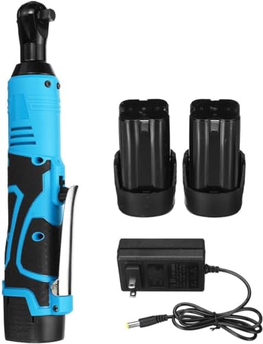 Cordless Electric Ratchet Right Angle Wrench Tool 3/8'' 18V 100Nm W/ 2*Battery By OWEITE