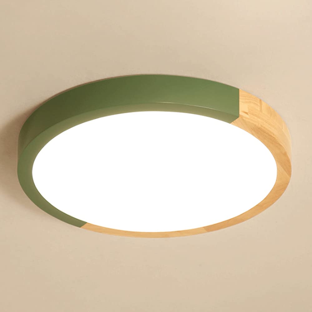 Plafonnier LED simple rond vert 40cm, éclairage de plafond plat 36W 6500K luminaire de cuisine