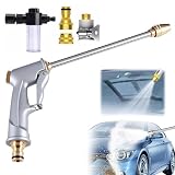 2026 New Brass High Pressure Power Washer, Convert Regular Hose into Strong Water Cleaning Jet, Heavy Duty Garden Hose Nozzle, Spray Nozzles for Yard Pet Car Cleaning (Long Nozzle - a)