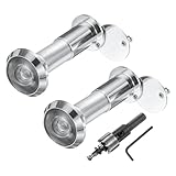 QUARKZMAN Türspion 2 Stück Türspion Mit 1 16mm/0.63'' Bohrersatz Passend Für 1-2/5'' Bis 2-2/5'' Haustür 200 Grad Weitwinkelspione Umgekehrter Privatsphärenschutz Silber