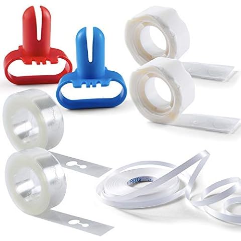 Prextex Balloon Arch Tape, dots and Garland Decorating Kit - 32 Ft. Balloon Strip , 80 Ft. White Ribbon, 240 Dot Glue Points and 2 Balloon Tying Tools for Birthday Party and Wedding Decoration Cover