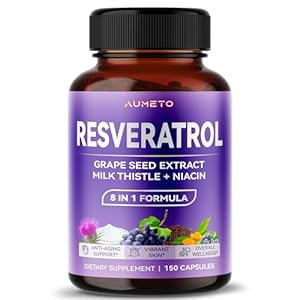 Ultra Resveratrol 8 in 1 Formula – with Grape Seed Extract Milk Thistle Niacin (150 Count (Pack of 1))