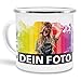 Produktbild Metall-Tasse selbst gestalten/Personalisierbar mit eigenem Foto oder Text Bedrucken/Fototasse/Motivtasse/Camping/Emaille - Silber