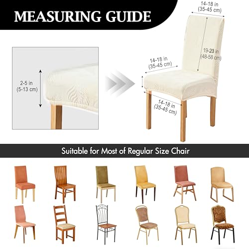 Image of Genina Waterproof Dining Chair Cover Set of 6,Kitchen Chair Cover,Beige
