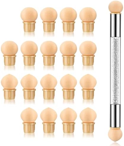 KAAGEE 19Pcs in 1 Set Nail Sponges for Ombre Double-Head Nail Pen Ombre Brush for Gel Nails French Tip Manicure Brush Nail Art Tools with 18Pcs Replacement Sponge Head (White)
