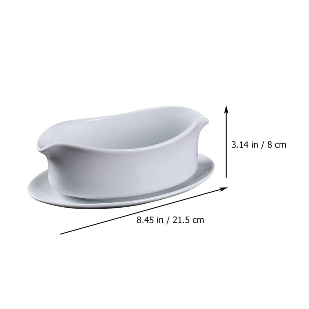 Tazza di salsa in ceramica for la barca di sugo: barca di sugo con vassoio, bistecca sugo versatore, 60 0ml. Server di condimento for insalata del piatto for il ristorante Home Dining Gravy Boat