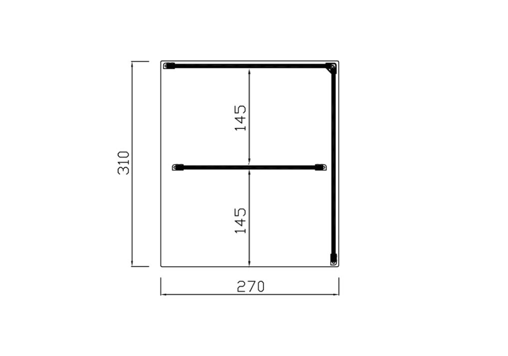Vetrina professionale neutra in alluminio Inox con ripiano 1212 X 270 X 310 mm.
