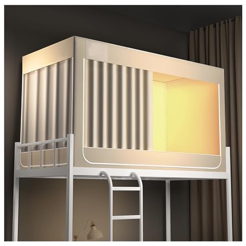Tienda de campaña de privacidad para cama individual con cortinas opacas, toldo beige para niños, ideal para fiestas de pijamas y retiros acogedores, perfecta para dormitorios de niños y niñas