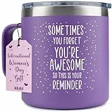 Birthday Gifts for Women - Birthday Friendship - Sometimes You Forget Your Awesome Gifts Purple Coffee Mug 14oz International Womens Day Gifts, Teacher, Social Worker Inspirational Unique, Woman Over