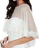 Grettytling Vestido feminino de renda para noiva com renda bordada tule vestido de noiva, Off-white, M