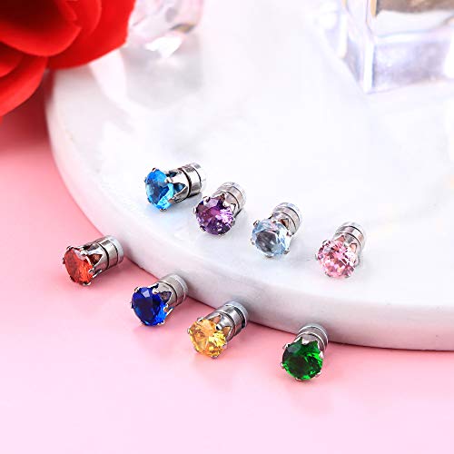 Orazio 12 Pairs Magnetic Stud Earrings For Men Women Non-Piercing Rhinestone Magnet Earrings Stainless Steel Magnetic Clip On Nose Stud Earrings Set #TOP5