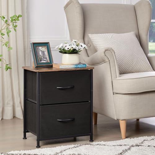 Somdot Nightstand with 2 Drawers for Bedroom or Living Room - Black