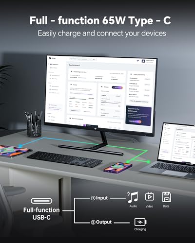 Image of KTC 27 Inch 5K Monitor, 5120 x 2880 5K2K Monitor with 65W Type-C Port, Dual Mode Computer Monitors Compatible with Mac mini, IPS Panel, HDR 400, 217 PPI, 135% sRGB, HDMI DisplayPort, Tilt, H27P3