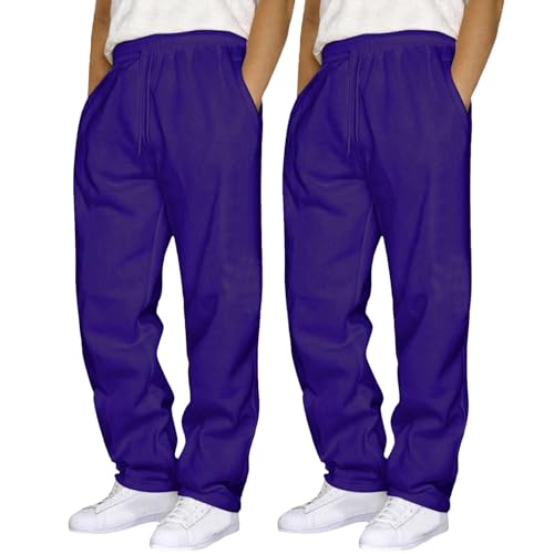 Men's 2 Pack Baggy Sweatpants Oversized Loose Fit Casual Pants Yoga Joggers Athletic Straight Leg Trousers with Pocket