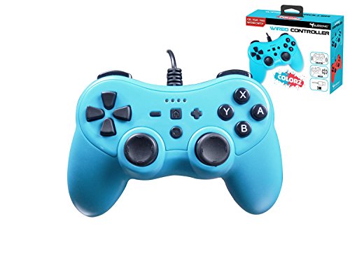 Subsonic - Colorz Controller Per Console Nintendo Switch - Controller Con Cavo Ultra Lungo 3 Metri, Vibrazioni E Giroscopio - Blu Neon